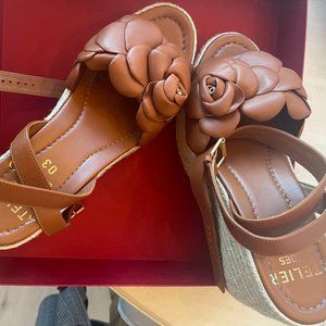VALENTINO ATELIER 03 Rose Edition Espadrille 45/90mm Platform Sandals BROWN